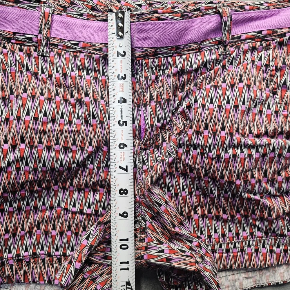 ATHLETA Airel Fo Sho Cotton Thistle Purple Zigzag Print Shorts Women's Size 12